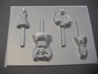 396sp Alice in Wonderland Queen and Cat Chocolate or Hard Candy Lollipop Mold